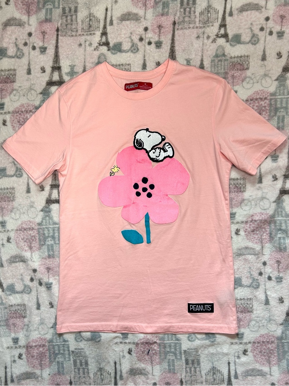 Peanuts Light Pink Snoopy Flower Short Sleeve Tee